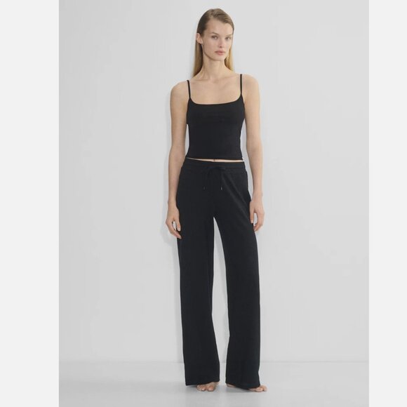 Aritzia TNA Waffle Pants Wide Leg Pull On Black Womens XXS - Picture 1 of 9